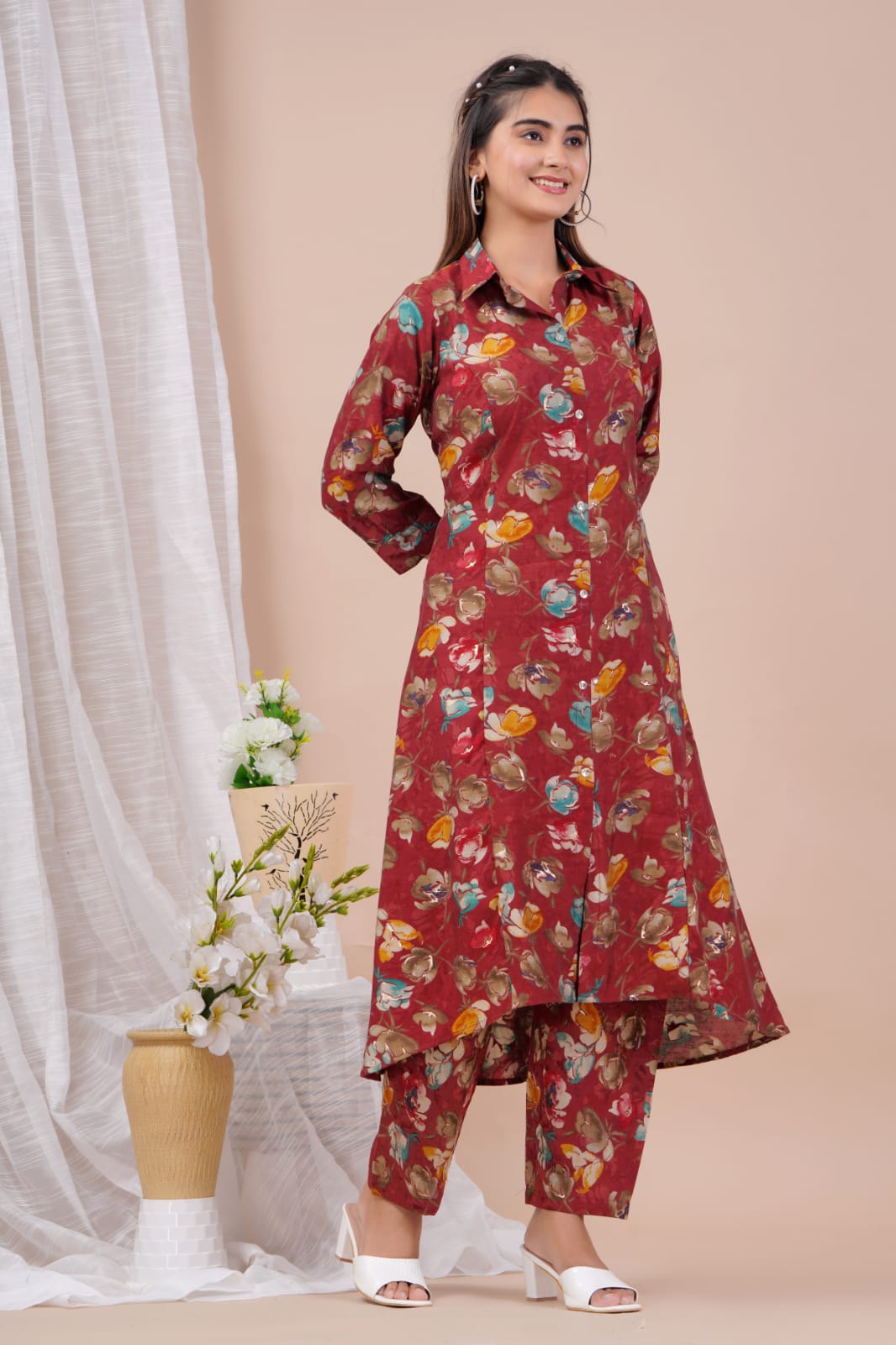 First Date Vol 10 Rayon Foil Printed Up Down Side Cut Midi Dress Collection  Catalog
